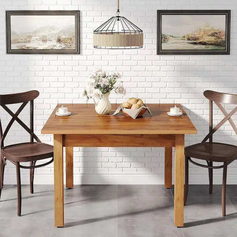 Table à manger carrée de 100 cm pour 2 à 4 personnes avec pieds en bois massif pour salon et salle à manger