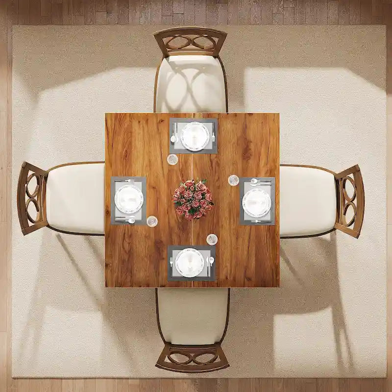 Table à manger carrée de 100 cm pour 2 à 4 personnes avec pieds en bois massif pour salon et salle à manger