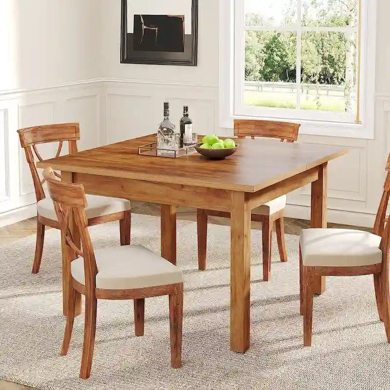 Table à manger carrée de 100 cm pour 2 à 4 personnes avec pieds en bois massif pour salon et salle à manger