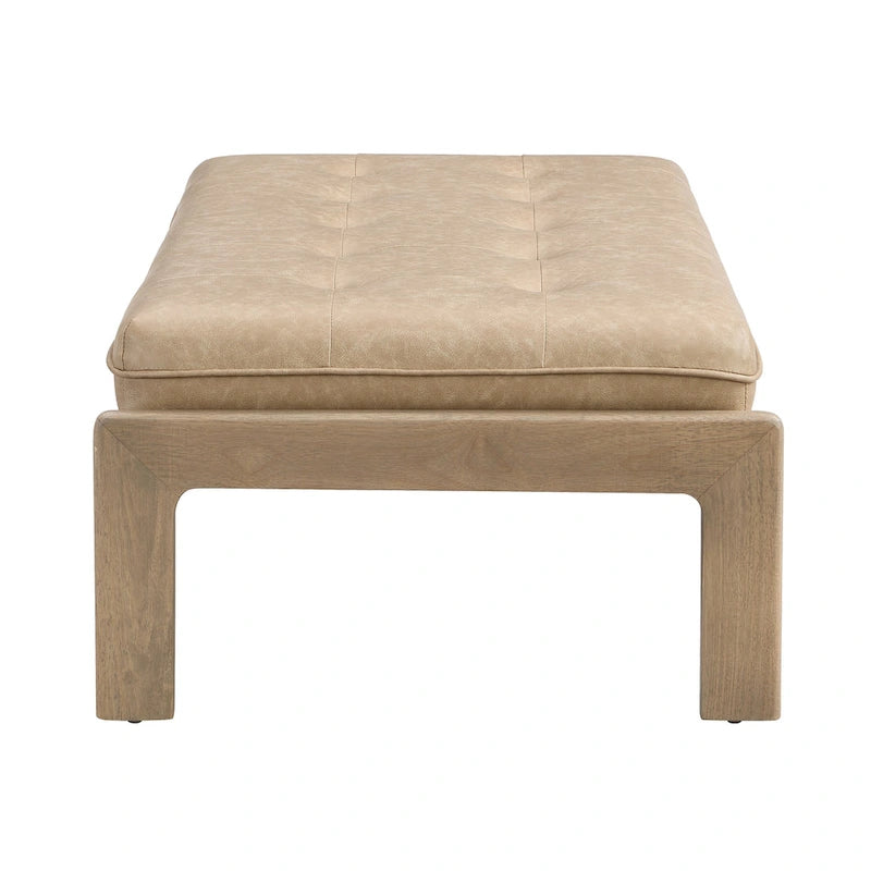 Table basse de 122,9 cm, rectangulaire, capitonnée en similicuir PU avec cadre en bois d'hévéa