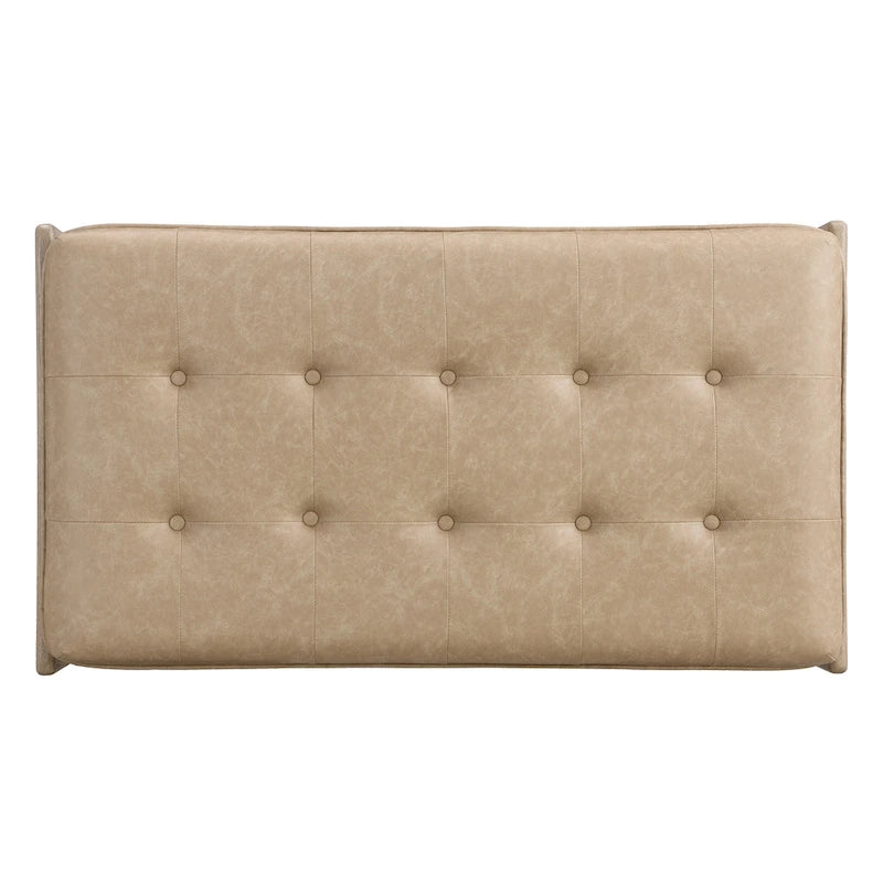 Table basse de 122,9 cm, rectangulaire, capitonnée en similicuir PU avec cadre en bois d'hévéa