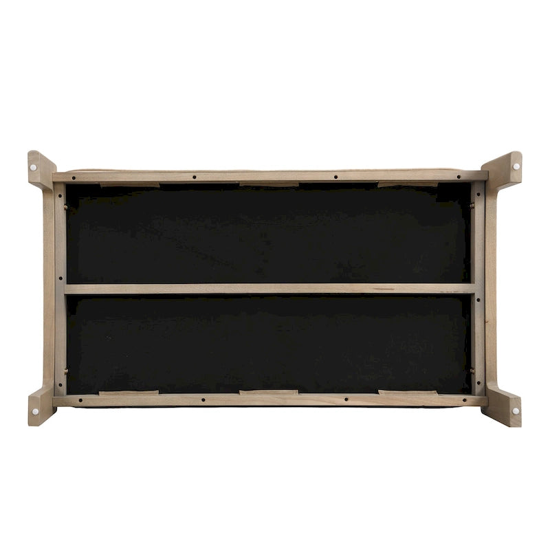 Table basse de 122,9 cm, rectangulaire, capitonnée en similicuir PU avec cadre en bois d'hévéa