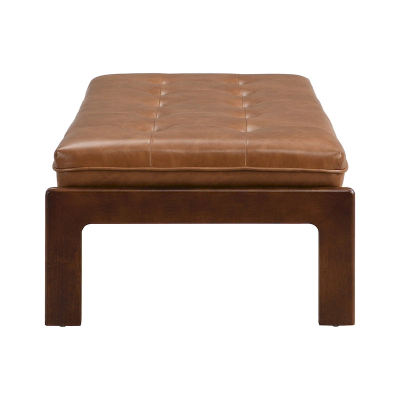 Table basse de 122,9 cm, rectangulaire, capitonnée en similicuir PU avec cadre en bois d'hévéa