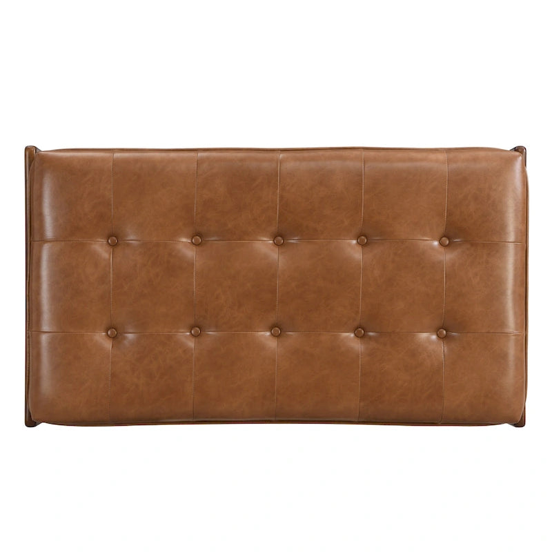 Table basse de 122,9 cm, rectangulaire, capitonnée en similicuir PU avec cadre en bois d'hévéa