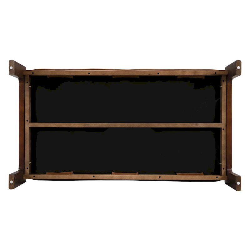 Table basse de 122,9 cm, rectangulaire, capitonnée en similicuir PU avec cadre en bois d'hévéa