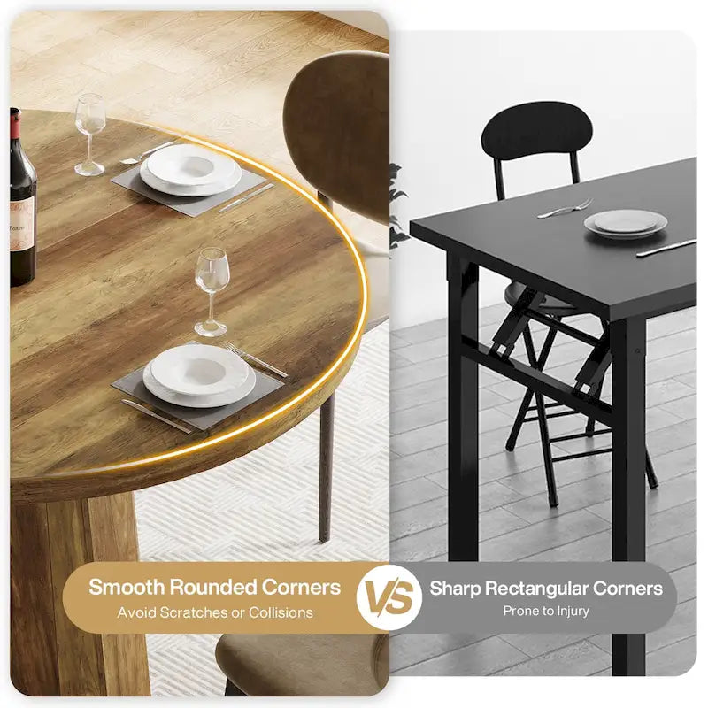 Table de salle à manger ronde pour 4 à 6 personnes, table de cuisine de ferme de 119 cm