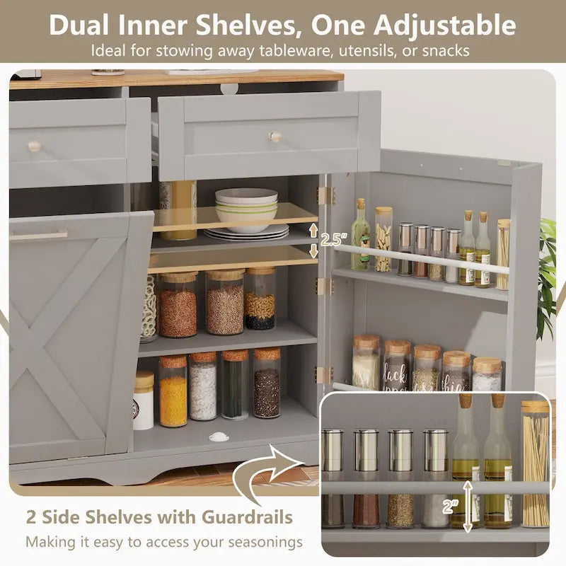 Meuble de Poubelle Inclinable avec Prises, 2 Tiroirs et Étagère Réglable