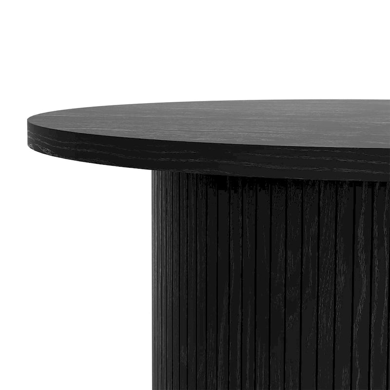 Table basse ronde avec portes coulissantes et étagère de rangement