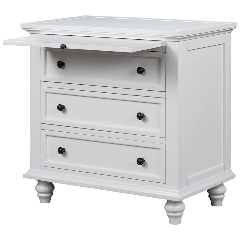 Meuble de rangement en bois à 3 tiroirs, table d'appoint avec tablette coulissante