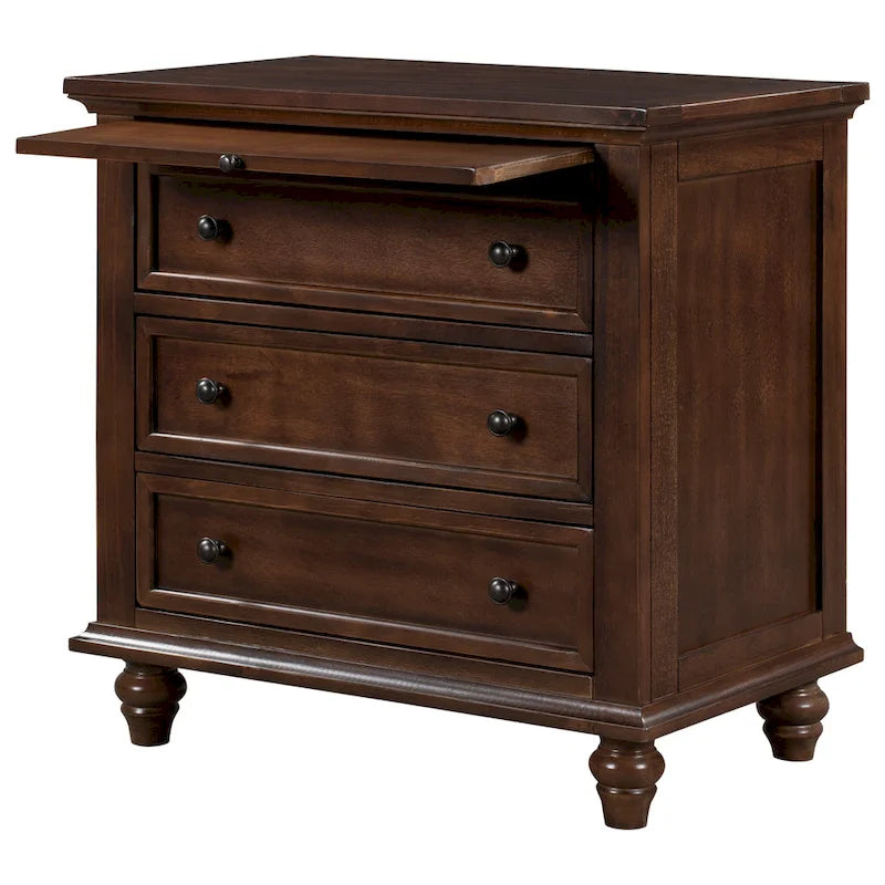 Meuble de rangement en bois à 3 tiroirs, table d'appoint avec tablette coulissante