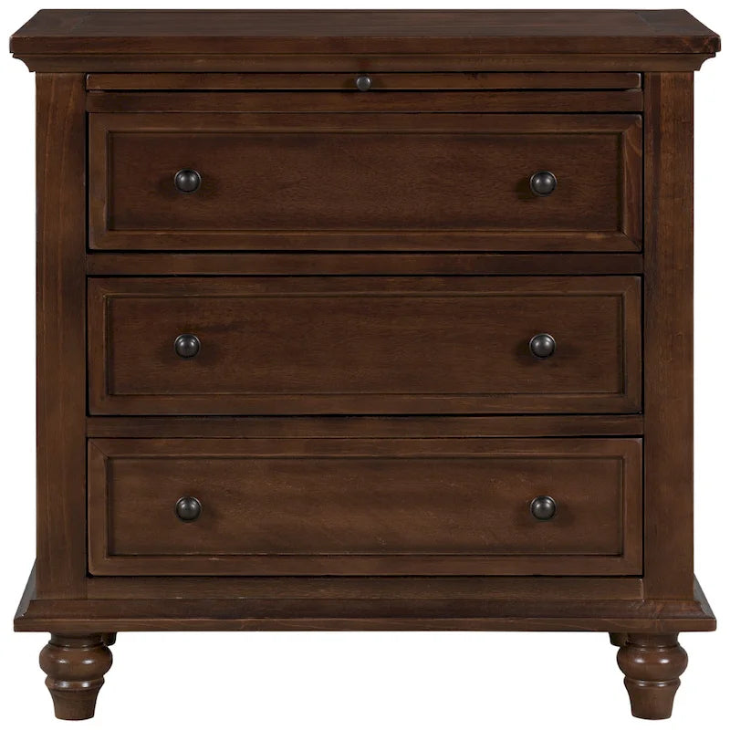 Meuble de rangement en bois à 3 tiroirs, table d'appoint avec tablette coulissante