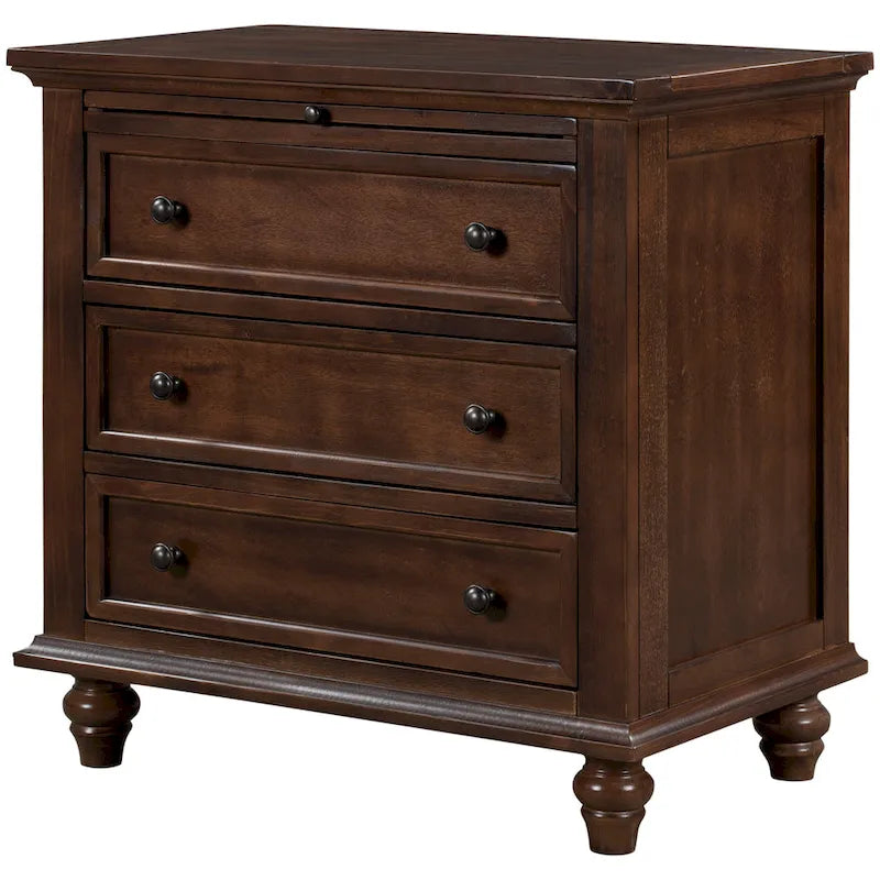 Meuble de rangement en bois à 3 tiroirs, table d'appoint avec tablette coulissante