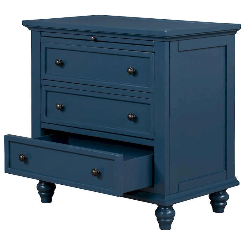 Meuble de rangement en bois à 3 tiroirs, table d'appoint avec tablette coulissante