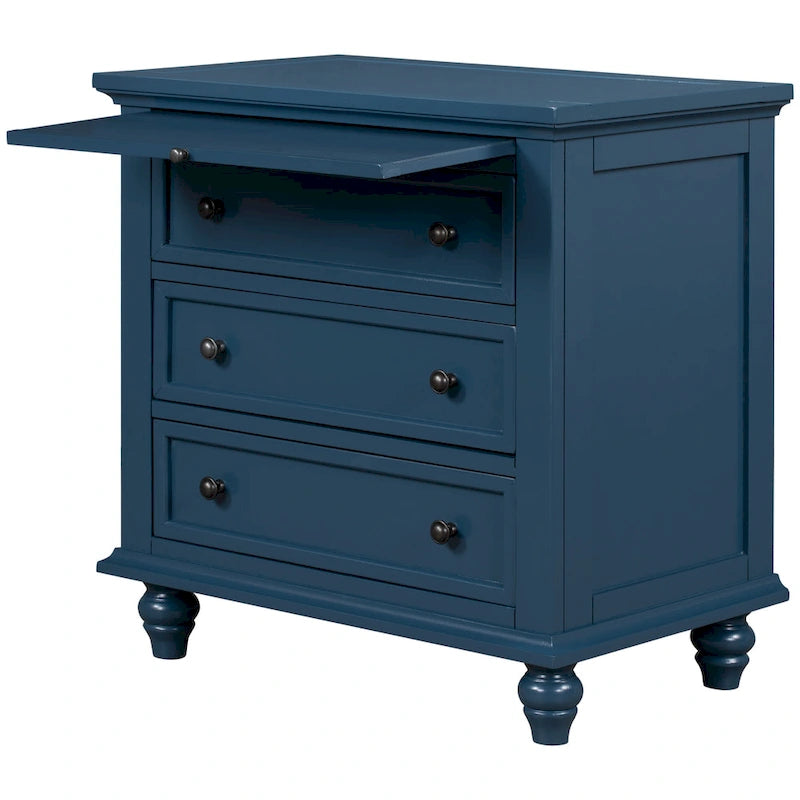 Meuble de rangement en bois à 3 tiroirs, table d'appoint avec tablette coulissante