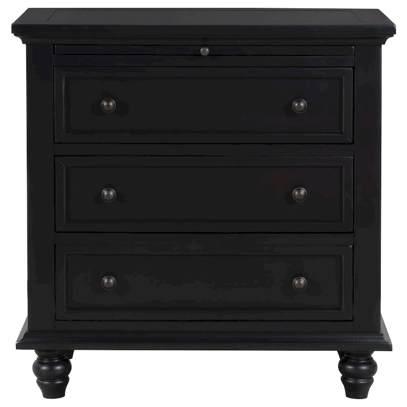 Meuble de rangement en bois à 3 tiroirs, table d'appoint avec tablette coulissante