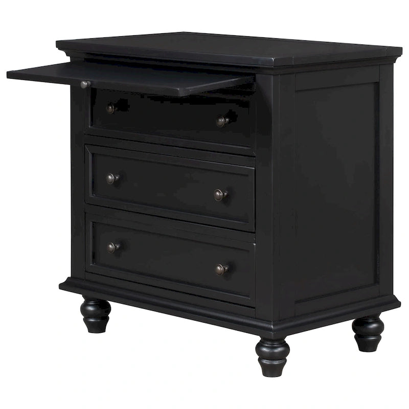 Meuble de rangement en bois à 3 tiroirs, table d'appoint avec tablette coulissante