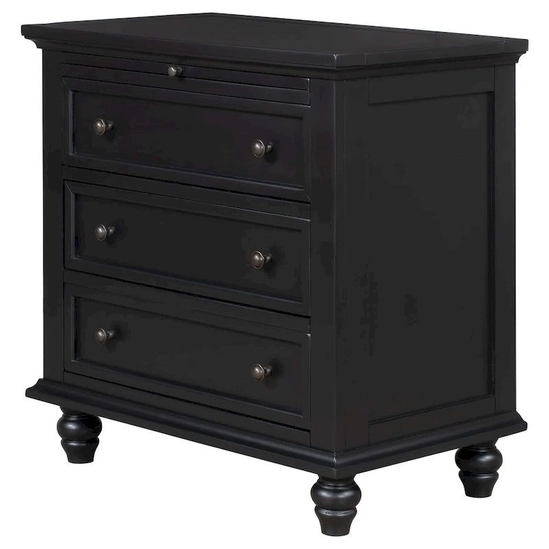Meuble de rangement en bois à 3 tiroirs, table d'appoint avec tablette coulissante