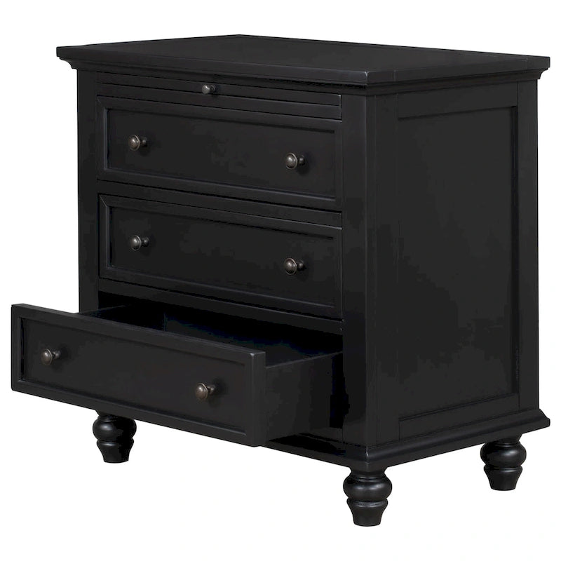 Meuble de rangement en bois à 3 tiroirs, table d'appoint avec tablette coulissante
