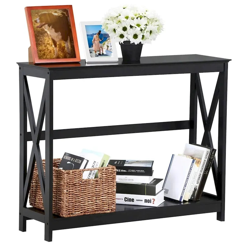 Console de table à 2 niveaux en forme de X pour entrée