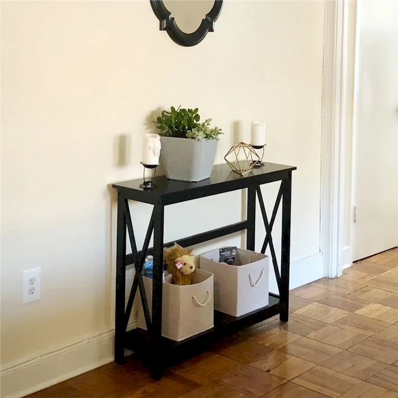 Console de table à 2 niveaux en forme de X pour entrée