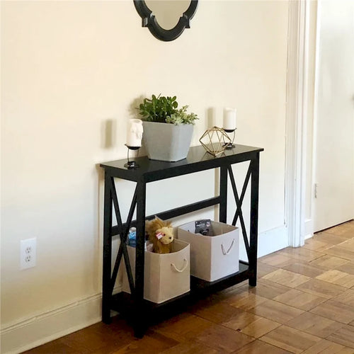 Console de table à 2 niveaux en forme de X pour entrée