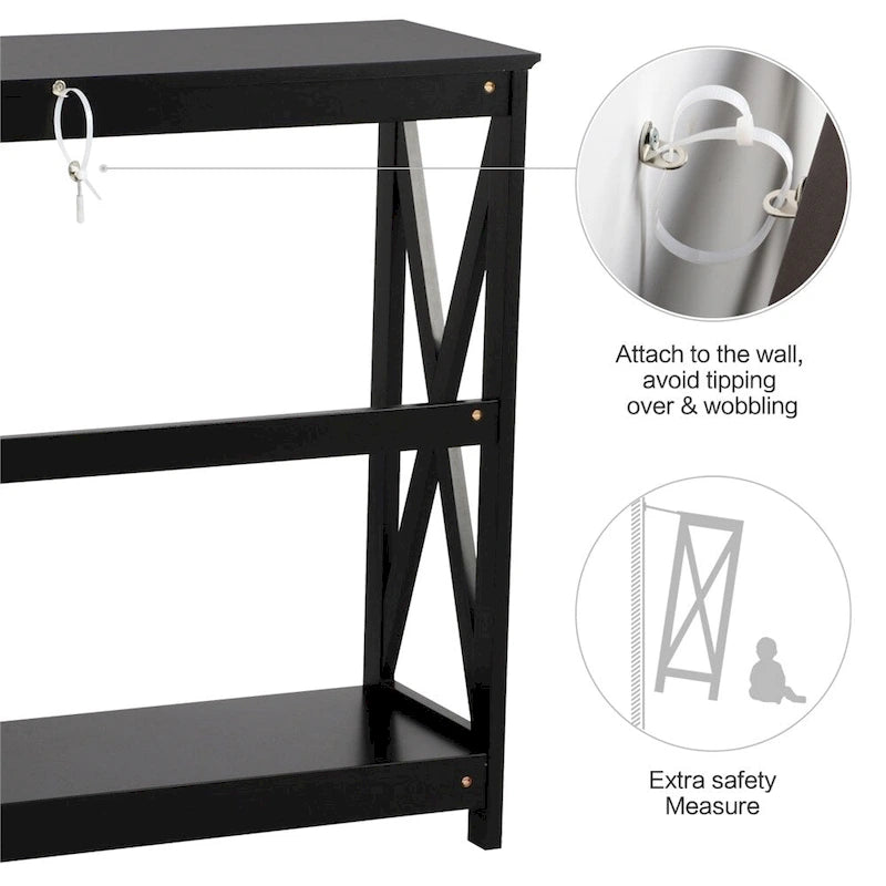 Console de table à 2 niveaux en forme de X pour entrée