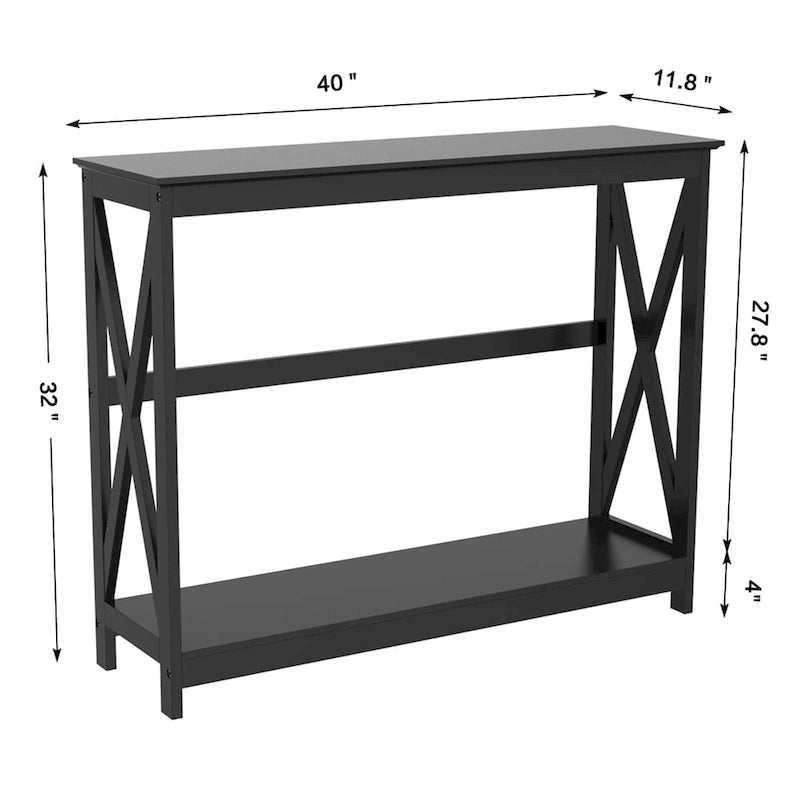 Console de table à 2 niveaux en forme de X pour entrée