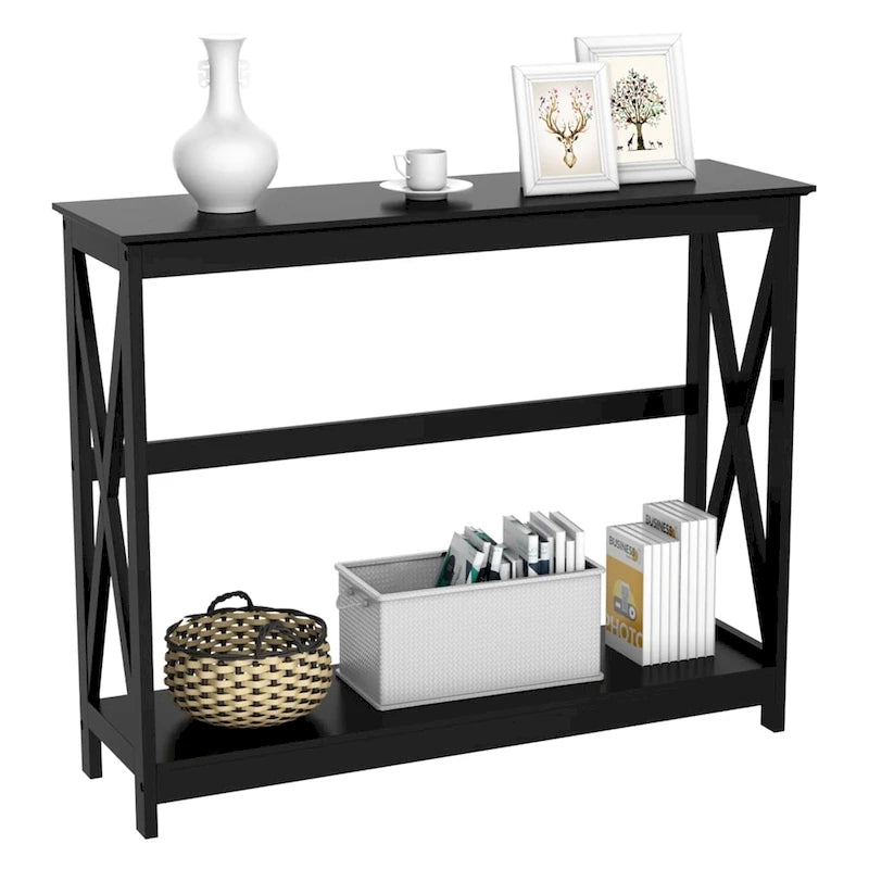 Console de table à 2 niveaux en forme de X pour entrée