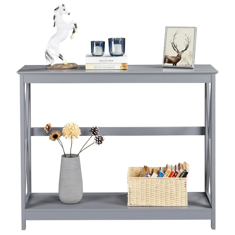 Console de table à 2 niveaux en forme de X pour entrée