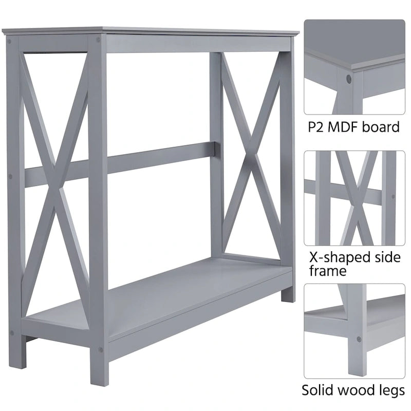 Console de table à 2 niveaux en forme de X pour entrée