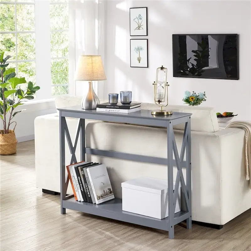 Console de table à 2 niveaux en forme de X pour entrée