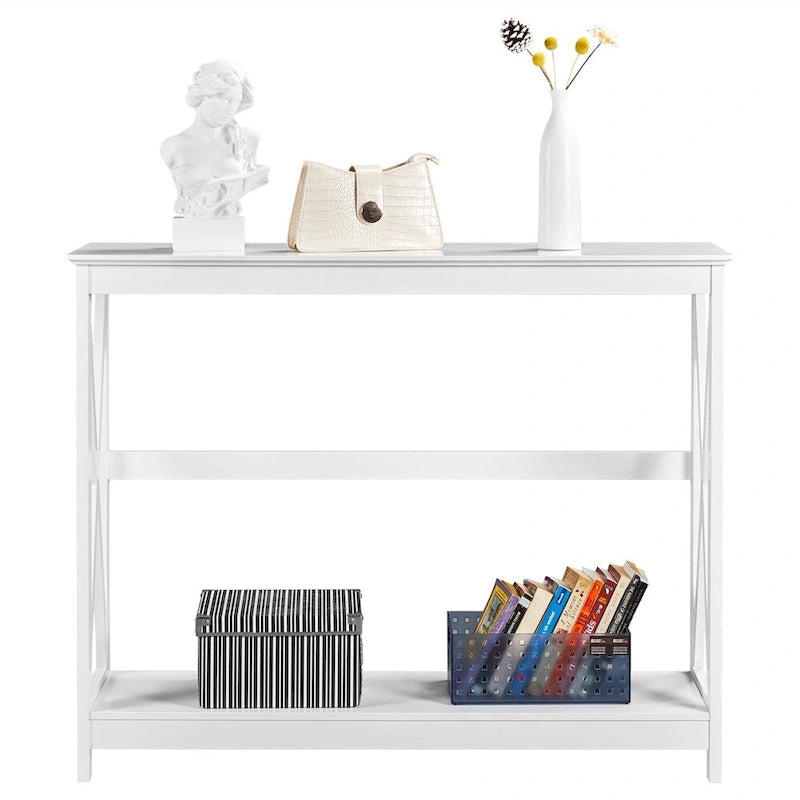 Console de table à 2 niveaux en forme de X pour entrée