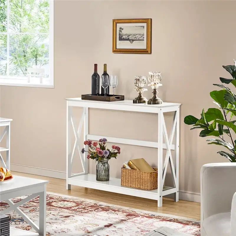 Console de table à 2 niveaux en forme de X pour entrée