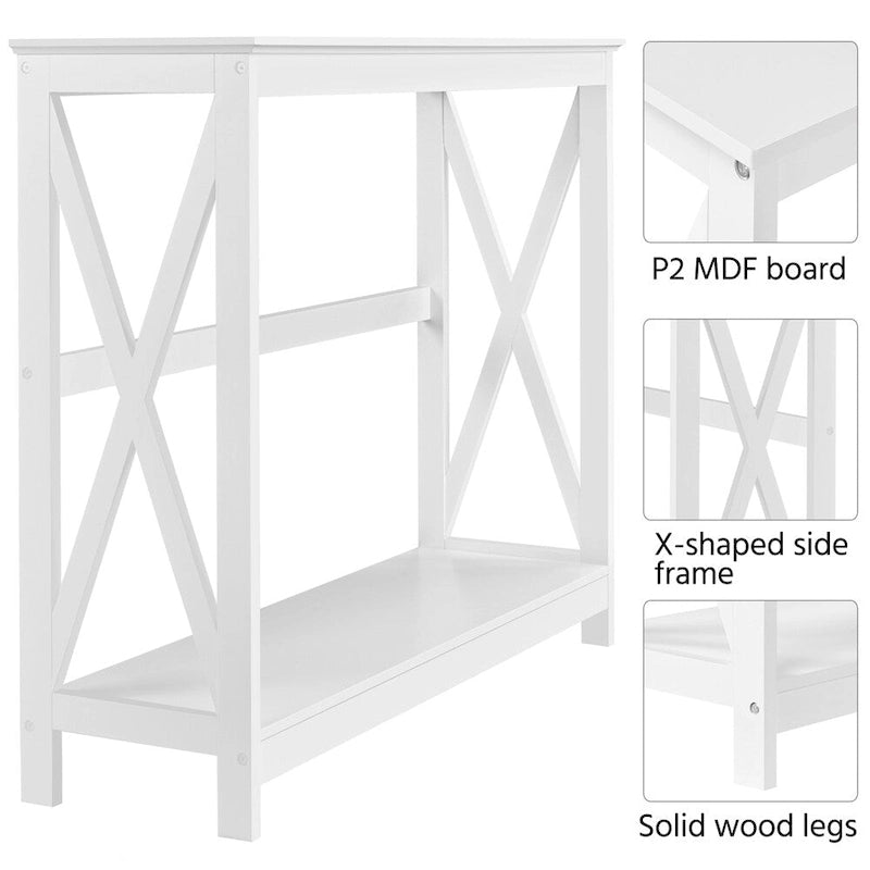 Console de table à 2 niveaux en forme de X pour entrée