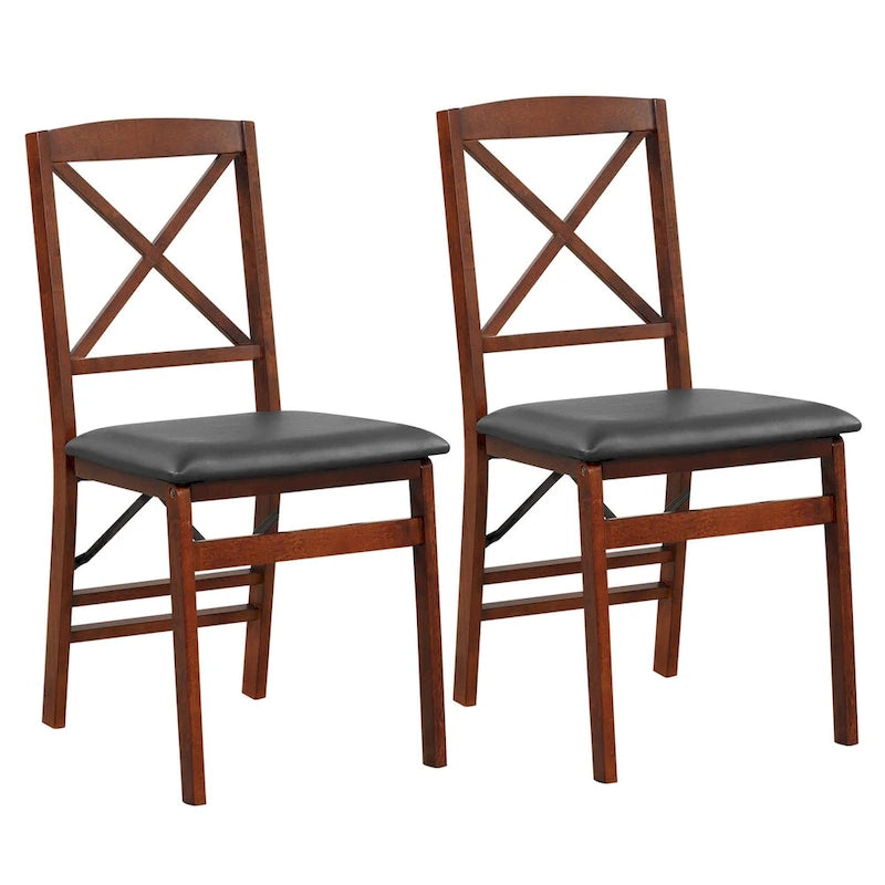 Lot de 2 chaises de salle à manger pliantes avec assise rembourrée en PVC
