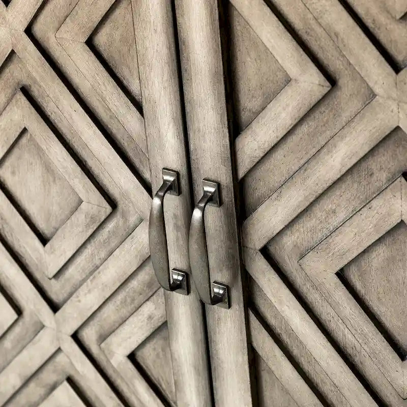 Buffet de rangement traditionnel vieilli avec étagères réglables