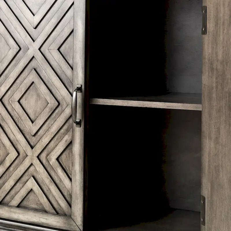 Buffet de rangement traditionnel vieilli avec étagères réglables