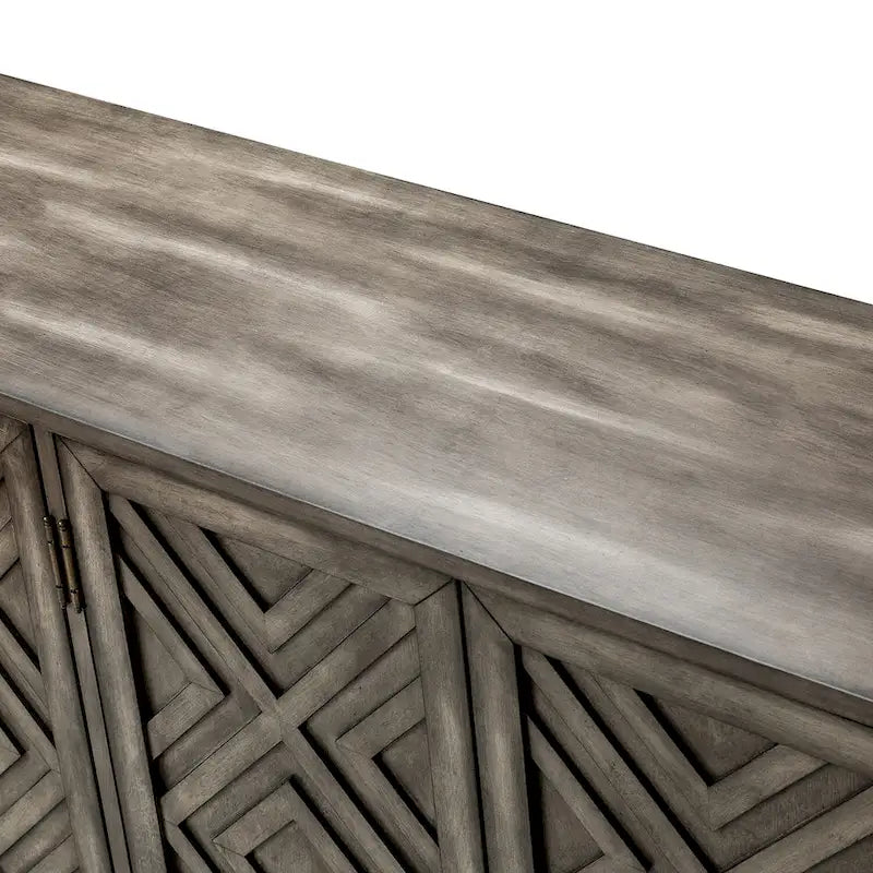 Buffet de rangement traditionnel vieilli avec étagères réglables