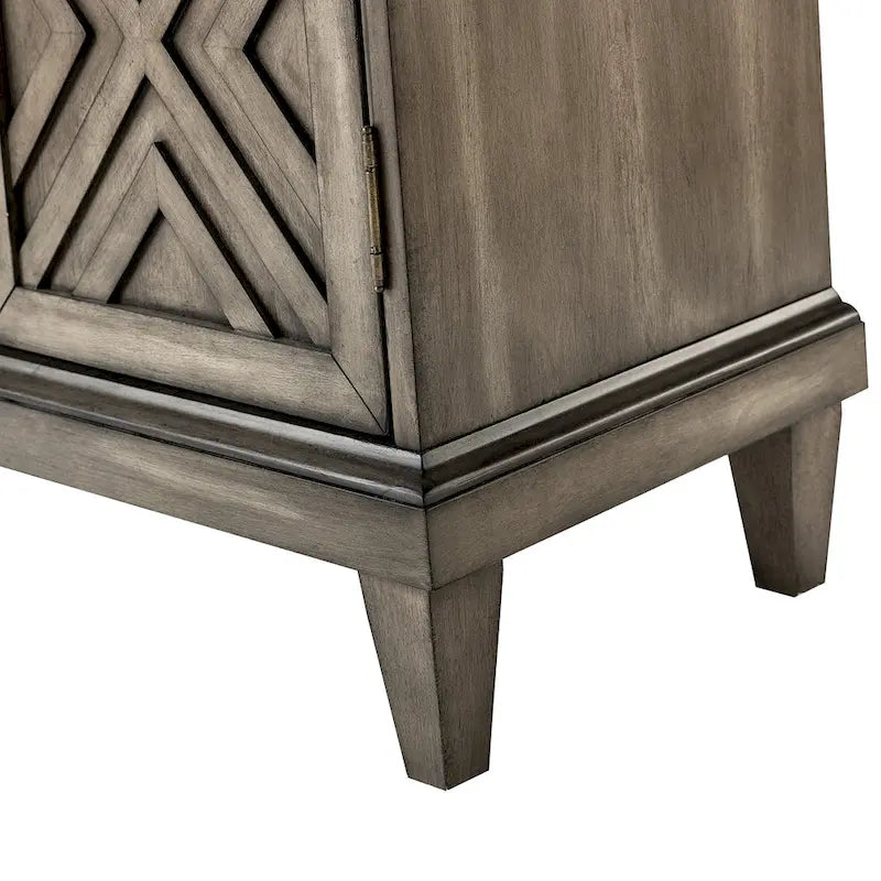 Buffet de rangement traditionnel vieilli avec étagères réglables