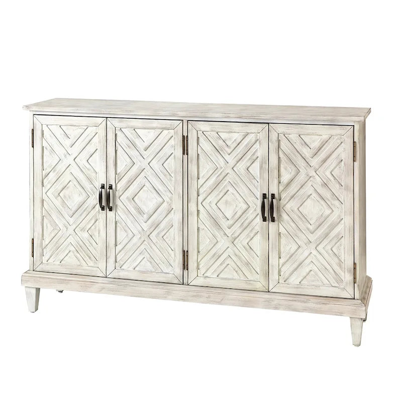 Buffet de rangement traditionnel vieilli avec étagères réglables