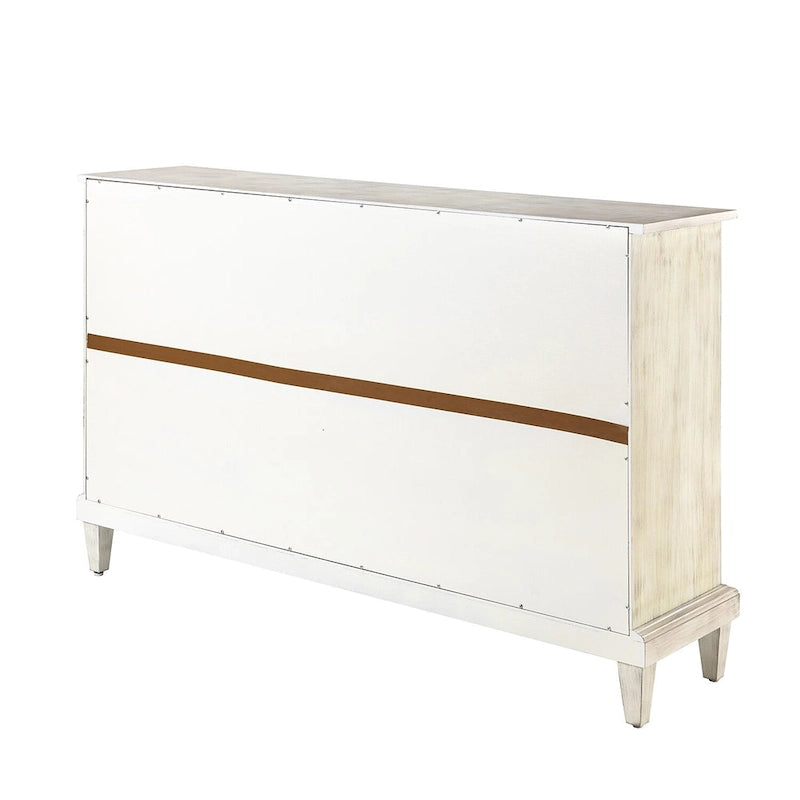 Buffet de rangement traditionnel vieilli avec étagères réglables