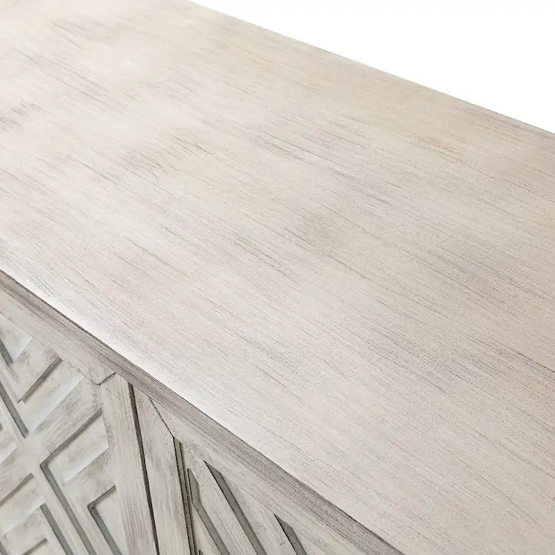 Buffet de rangement traditionnel vieilli avec étagères réglables
