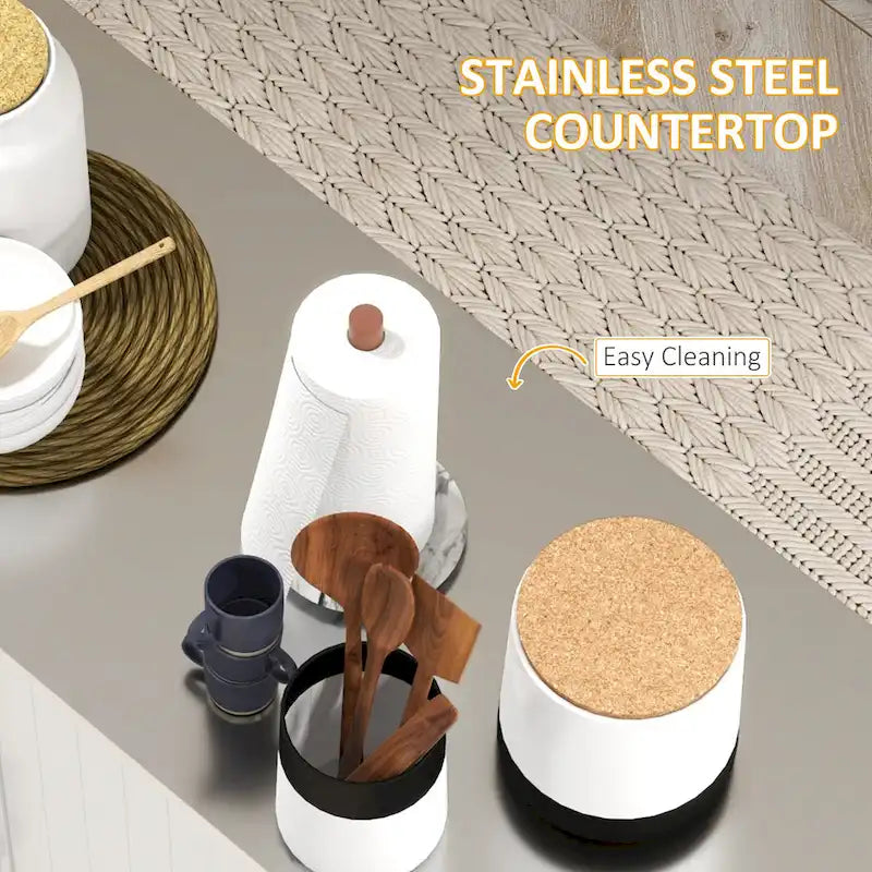 Dessertes de cuisine roulantes avec comptoir en acier inoxydable, tiroirs et armoires