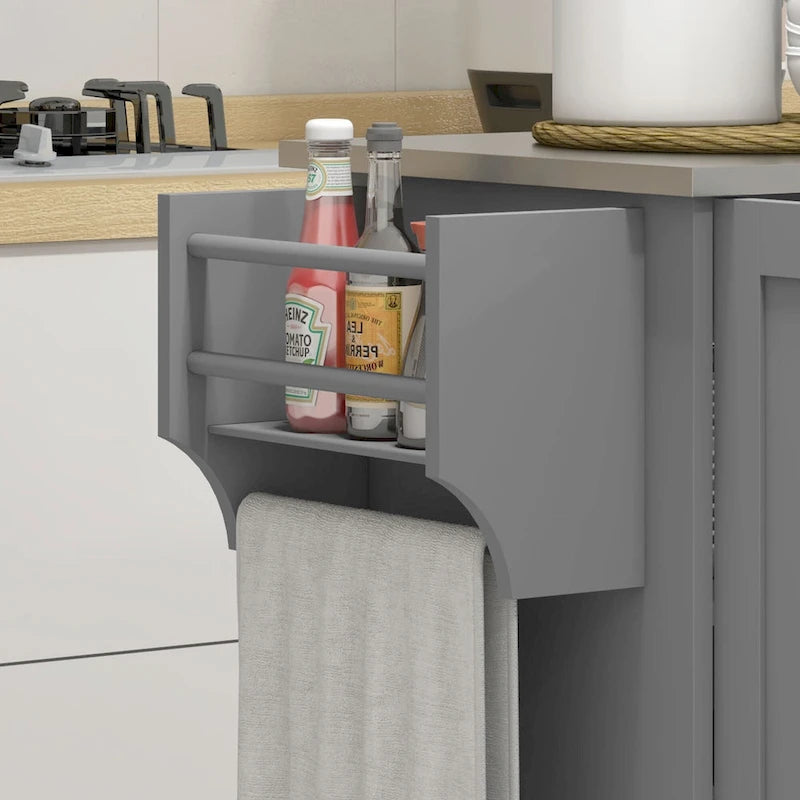 Dessertes de cuisine roulantes avec comptoir en acier inoxydable, tiroirs et armoires