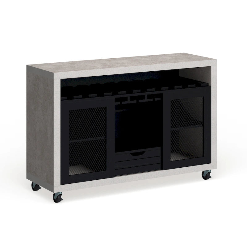 Buffet roulant contemporain à 4 étagères avec casier à vin et roulettes