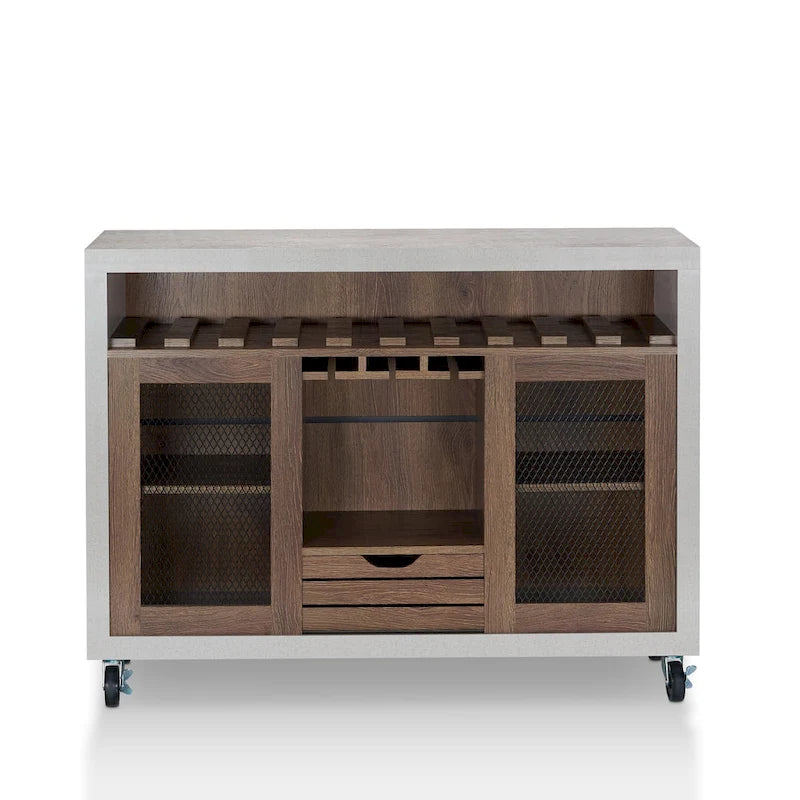 Buffet roulant contemporain à 4 étagères avec casier à vin et roulettes