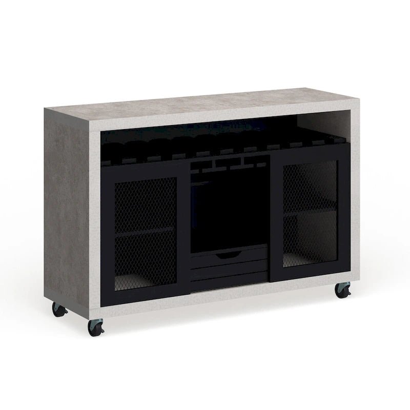 Buffet roulant contemporain à 4 étagères avec casier à vin et roulettes