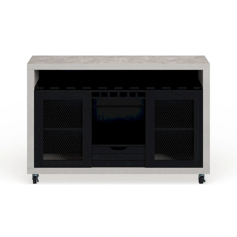 Buffet roulant contemporain à 4 étagères avec casier à vin et roulettes