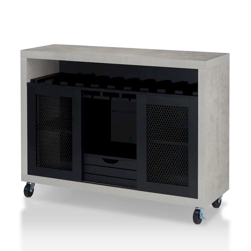 Buffet roulant contemporain à 4 étagères avec casier à vin et roulettes