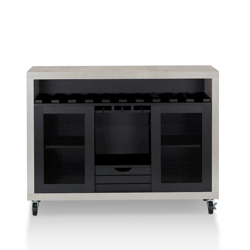Buffet roulant contemporain à 4 étagères avec casier à vin et roulettes